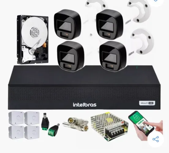 Kit de Segurança 4 Câmeras Intelbras HD - Novo