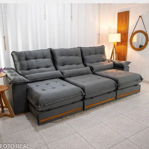 Sofá Retrátil Reclinável Isa  3.20m Espuma D33 rf8765