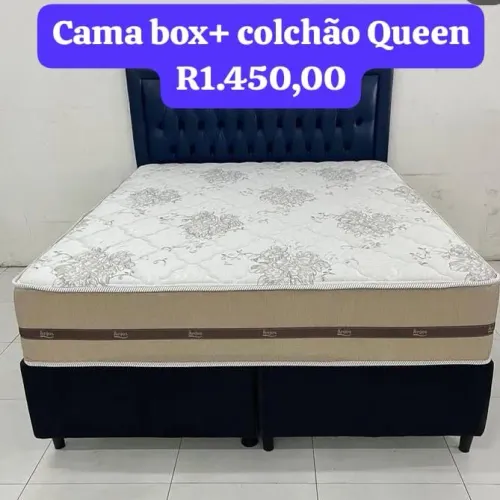 Cama Box + Colchão Queen Barato Pague Na Entrega