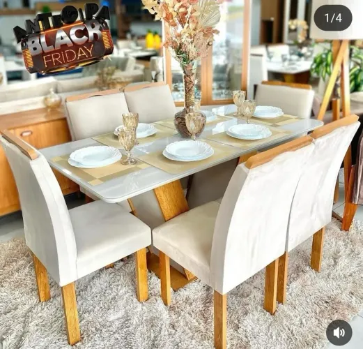 Mesa de Jantar 6 Cadeiras Qatar 160x90