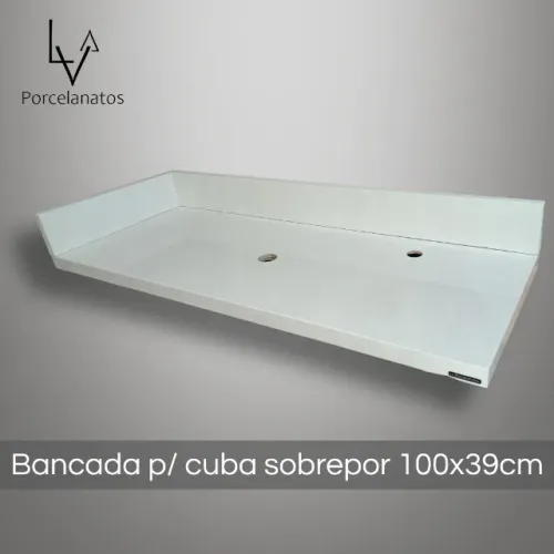 Bancada porcelanato p/ cuba sobrepor esculpido 100x39cm para móveis
