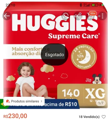 fralda huggies supreme care xxg 140 Pacote BIG
