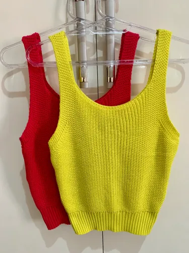 (TAM: P-M) BLUSA ALÇA REGATA TRICOT (NOVA!) 