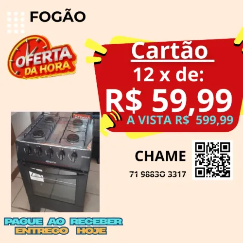 Fogão Braslar | Chame 7 1 - 9 ; 8 | 8 - 3 | O - 3 | 3 ; 1 ; 7 Entrega Imediata