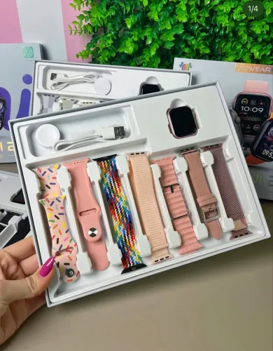 Smartwatch rosa mini 41mm notificações, ligações