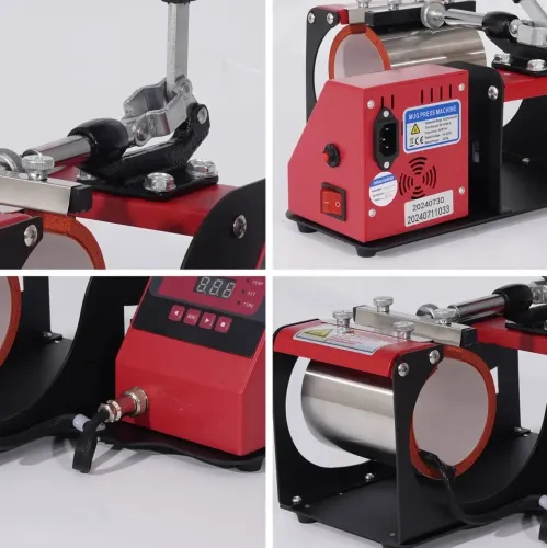 Mecolour prensa sublimadora transfer térmica cilíndrica cor preto e vermelho