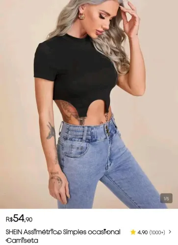 Blusa Estilosa (preta) (Shein)