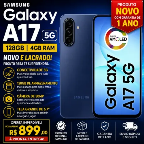 CELULAR SAMSUNG GALAXY A17 5G NOVO E LACRADO C/ GARANTIA.