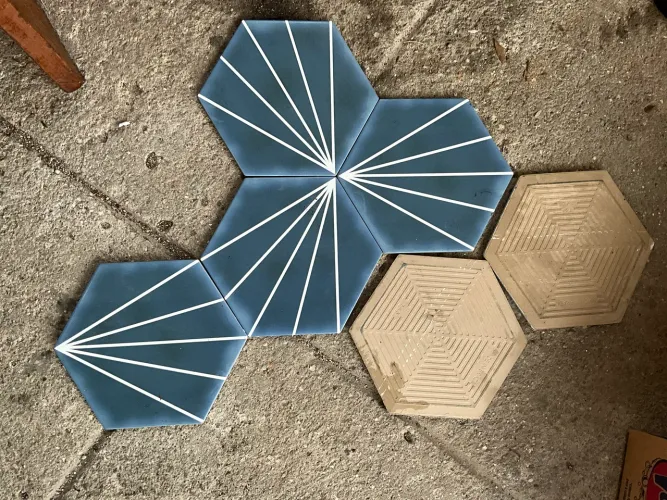 Azulejo Porcelanato Hexagonal Linnea Blue Piso e Parede Piacenza