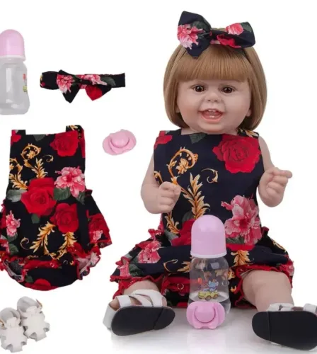 Boneca Bebê Reborn toda de Silicone 55 cm