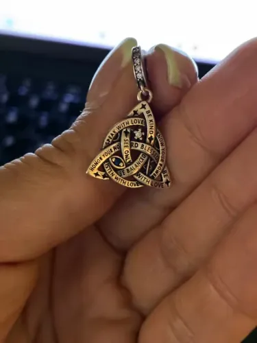 (novo) Charme Berloque Pingente Nó Celta Banhado a Prata 925 com Zircônia