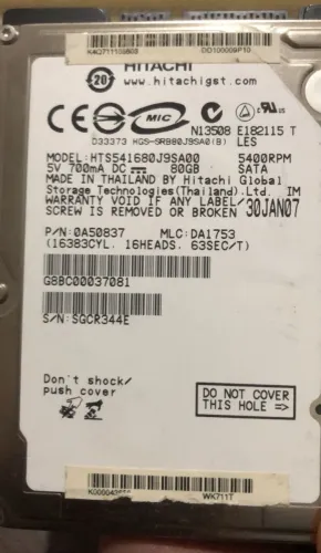 HD Notebook SATA 80GB 2.5 para notebook