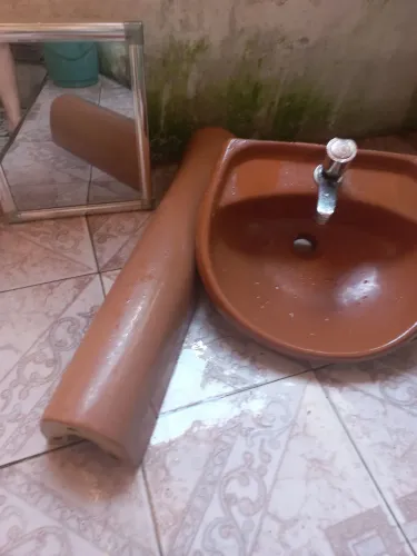 Kit pia de coluna + espelheira