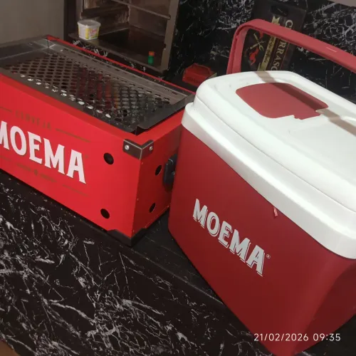 Kit churrasqueira portátil inox e caixa térmica top para camping