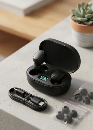 Fone de Ouvido Bluetooth Sem Fio AirDots com Visor Digital LED - Novo