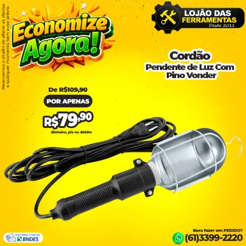 Cordão Pendente de Luz Com Pino Vonder