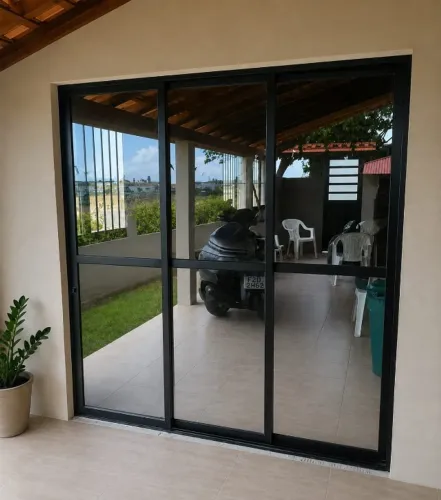 PORTA CORRER ALUMINIO PREMIUM BLACK 2.10 X 1.50