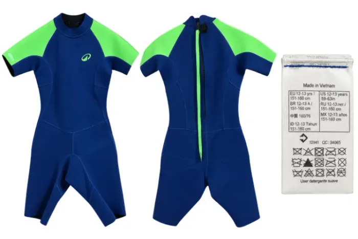 Roupa de Neoprene Infantil OLAIAN 1,5 mm - Azul/Verde - 12/13 anos