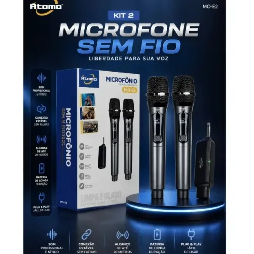 Microfone Sem Fio Duplo Recarregavel - Entrega Grátis