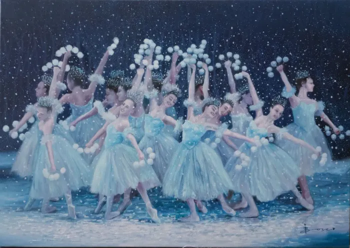 Quadro Pintura Bailarinas- 70x100cm.  Bosco