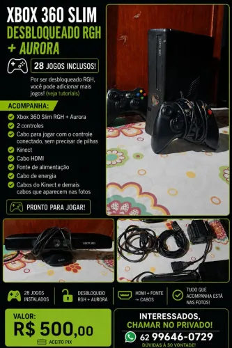 XBOX SLIM DESBLOQUEADO RGH AURORA