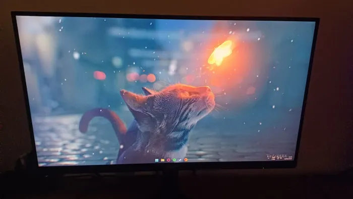 Monitor AOC 21.5" 75Hz, com cabo HDMI e cabo de alimentação. 