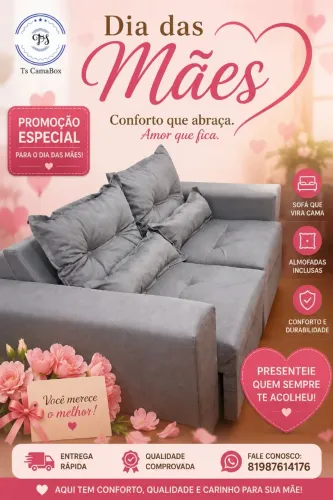 Sofá retrátil promoção dia das mães