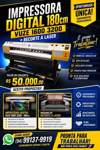 Impressora Digital 1,80m Vuze I600 3200, Máquina de Recorte a Laser