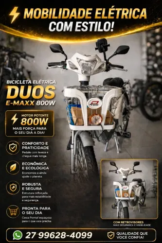 BICICLETA ELÉTRICA DUOS E-MAXX 800W