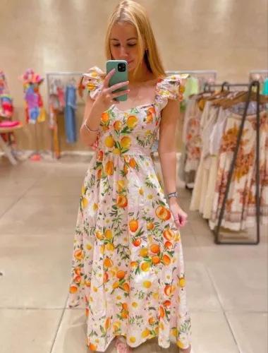 Vestido Farm sonho de tangerina 
