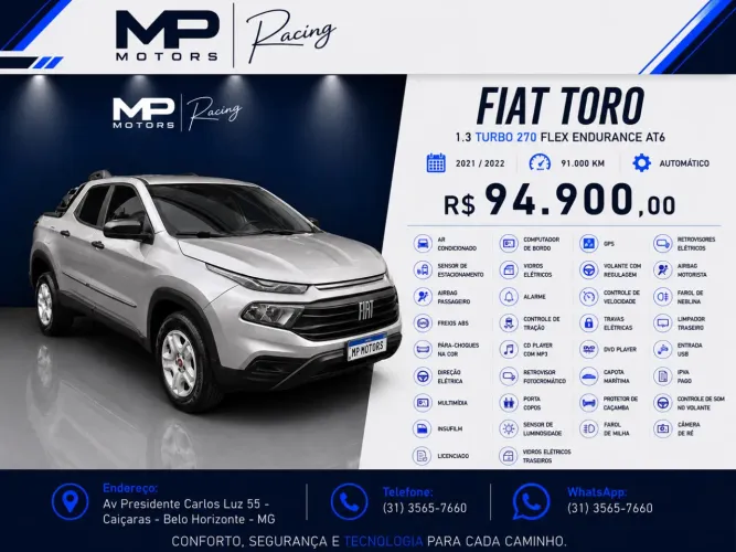 Fiat Toro Endurance 1.3 T270 4X2 Flex AUT 2022