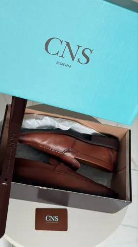 Sapato social CNS Masculino Loafer em couro Whisky TAM.40 + calçadeira