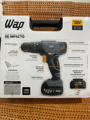 PARAFUSADEIRA E FURADEIRA DE IMPACTO WAP 12V - NOVA | COM NOTA FISCAL E GARANTIA!