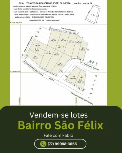Vende-se lotes no Bairro São Félix em Brumado Bahia