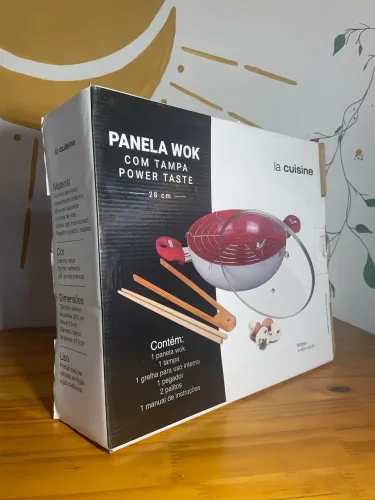Panela Wok com tampa  e grelha Power Taste - 28 cm - La Cuisine