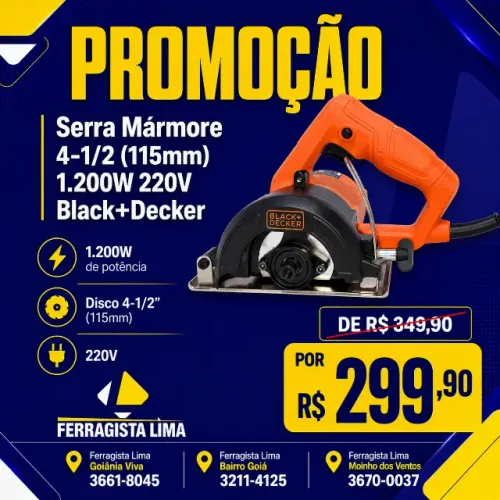 Serra Mármore 115mm 1200w Black Decker Bes41200 220v