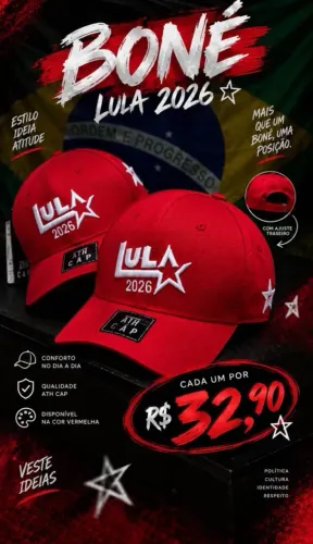 Bonés Lula e Flávio Bolsonaro