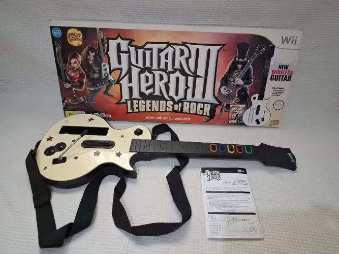 controle guitarra nintendo wii guitar hero 3 na caixa