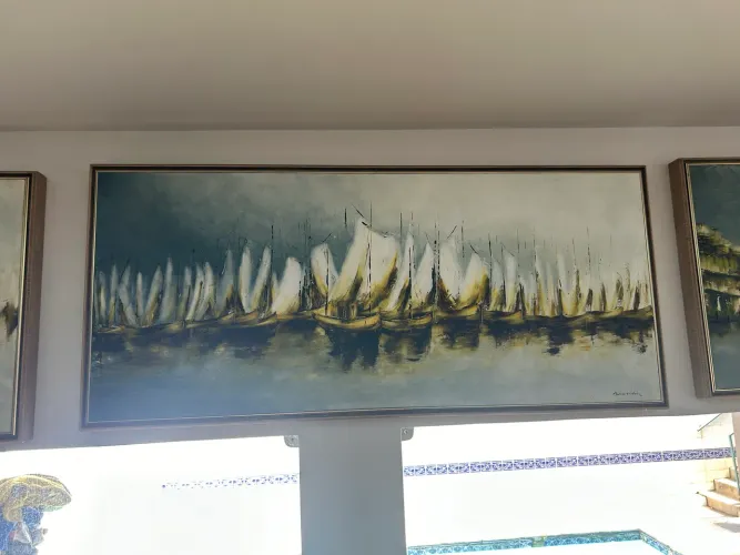 Quadro Barcos do pintor Mario Teixeira 