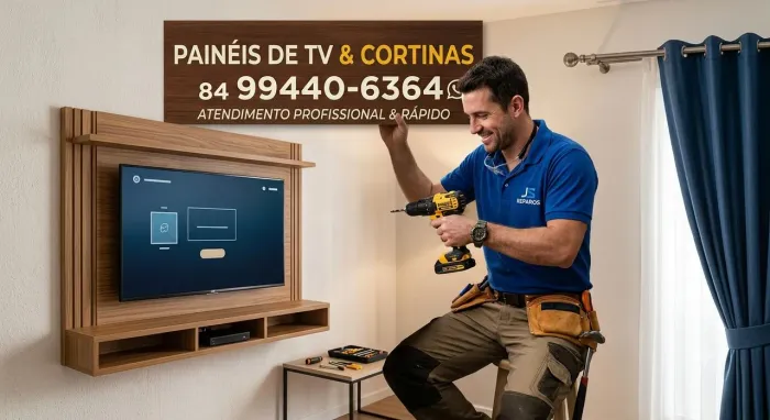 Instalação| TV, cortinas, prateleiras e mais!