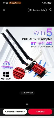 Placa Pci Wi-Fi e Bluetooth nova.