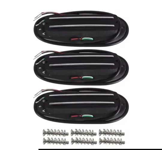 Conjunto Kit Set Captadores Dual-Rail Fleor Alnico 5 6K 9K 12K 4 Fios Preto
