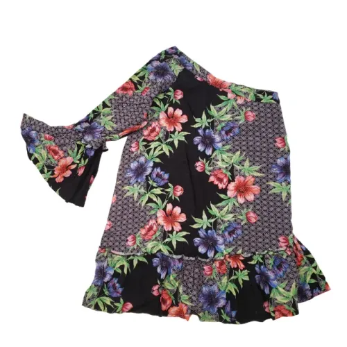Vestido Afghan Original Preto Estampado Floral Tamanho M