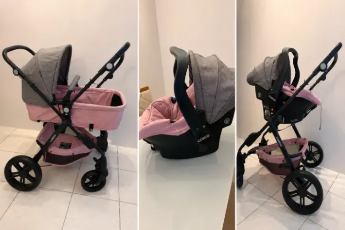 Oportunidade! Carrinho de Bebê Cosco Kids Poppy Duo + Bebê Conforto