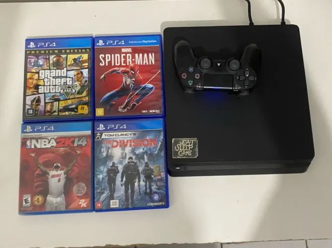 ps4 slim 1 tera com 4 jogos e um controle original 