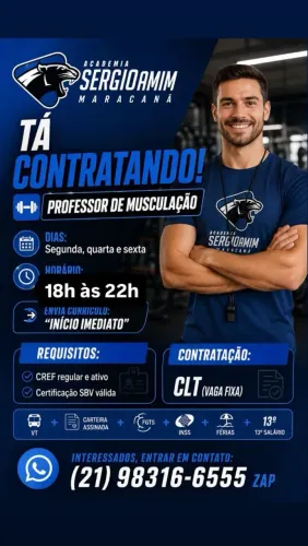 Vaga imediata professor de educação física