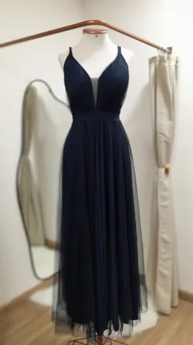 Vestido de festa azul-marinho com brilho tamanho GG