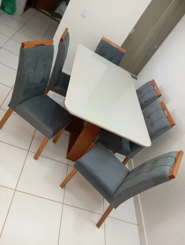 mesa de jantar 6 cadeiras 160x90 juliana