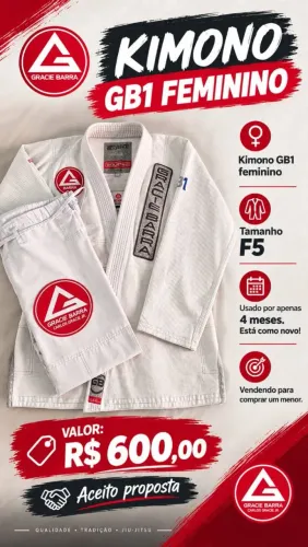 KIMONO GRACIE BARRA GB1 FEMININO F5 NOVO NOVO