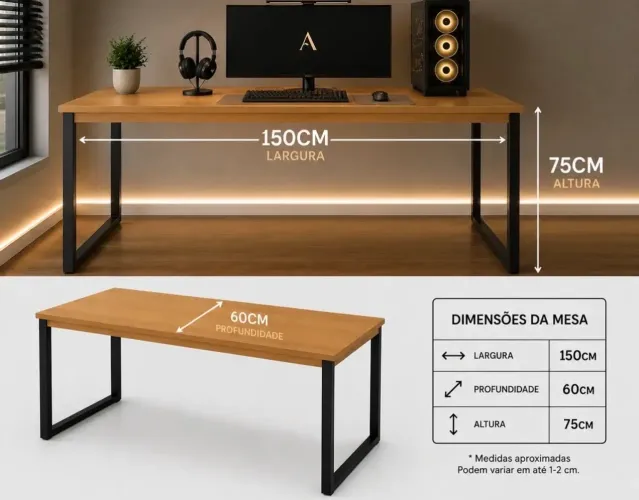 Escrivaninha mesa escritório diretor estilo Kuadra